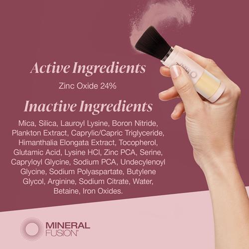 Écran solaire en poudre à brosse Mineral Fusion pour le visage, FPS 30, écran solaire minéral invisible, protection UVA UVB, non toxique et hypoallergénique, 4 g