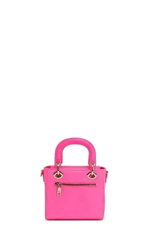 Sac à main rose patchwork – Anses et bandoulière | Femstylo