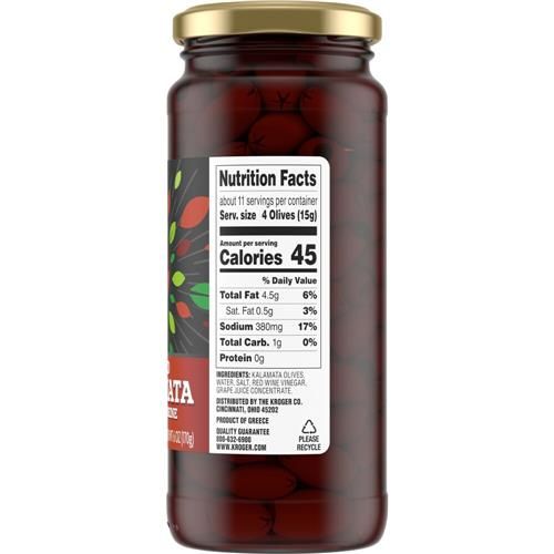 Olives Kalamata dénoyautées en saumure Kroger 170 g