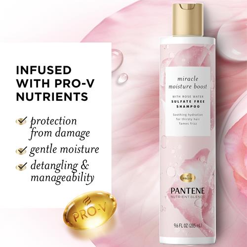Pantene Nutrient Blends Miracle Moisture Boost Eau de Rose Shampoing & Après-shampoing Duo Pour Cheveux Secs, Sans Sulfate