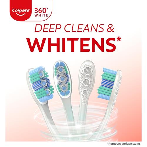 Brosse à dents Colgate 360 Optic White, pleine tête, médium