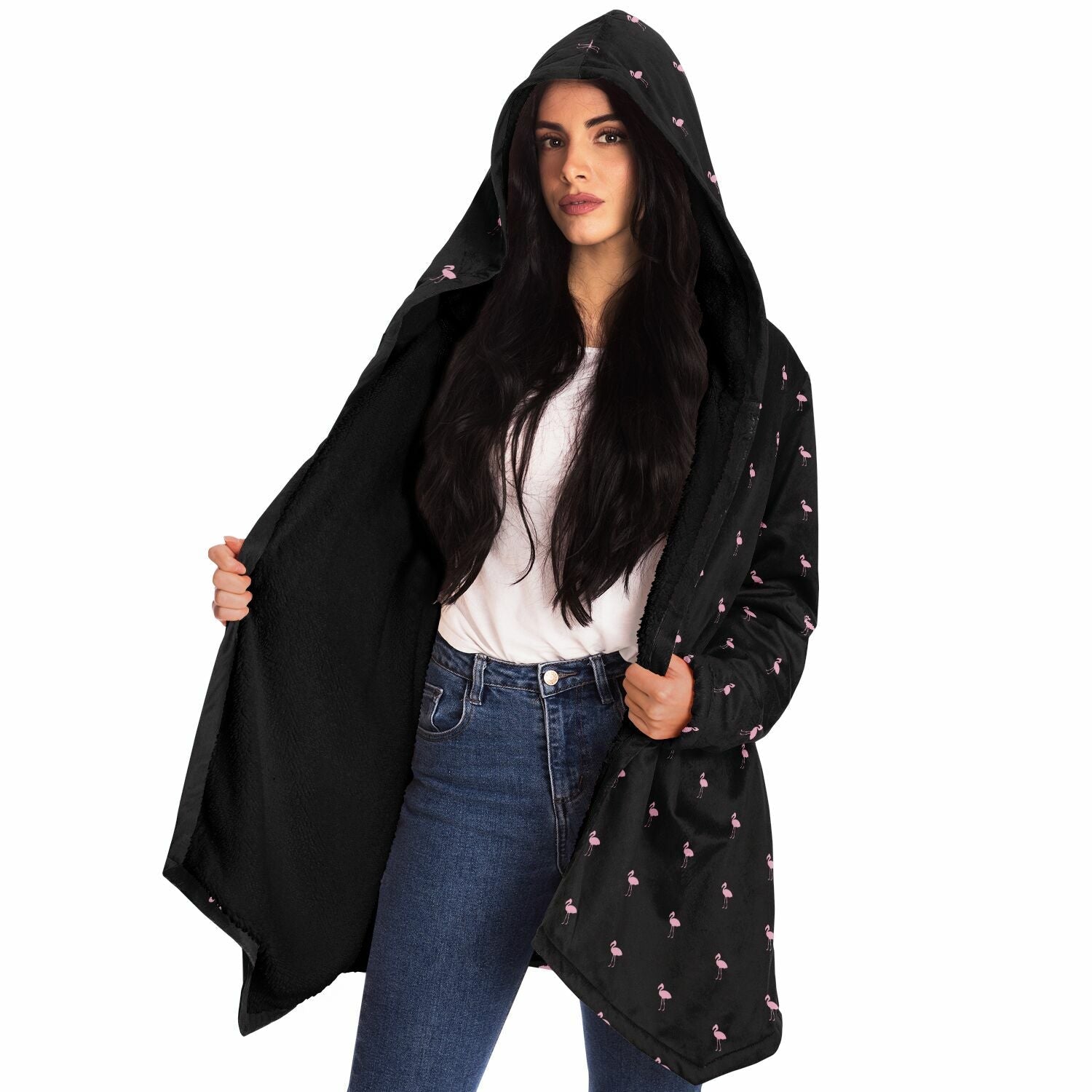 Sweat à capuche cape Flamingo Classique Noir