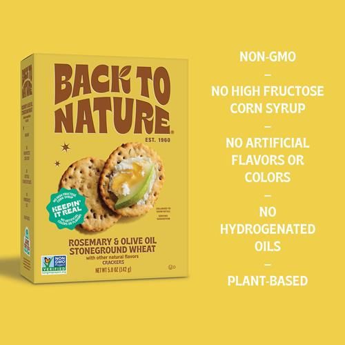 Craquelins de Blé Entier Moulus à la Pierre Retour à la Nature, Romarin & Huile d'Olive - Sans Produits Laitiers, Sans OGM, Faits avec des Grains Entiers & des Graines de Lin, Snacks Délicieux & de Qualité, 140g?