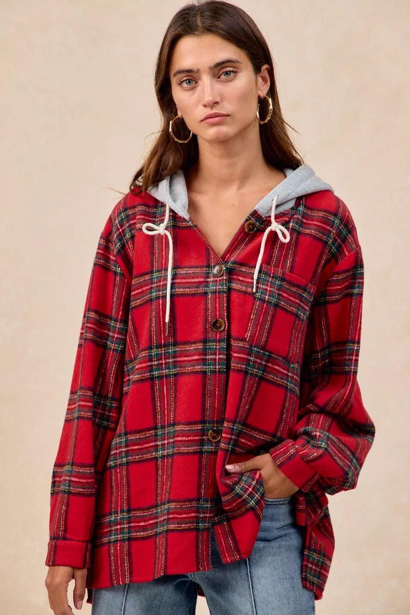 Veste à capuche à carreaux BiBi