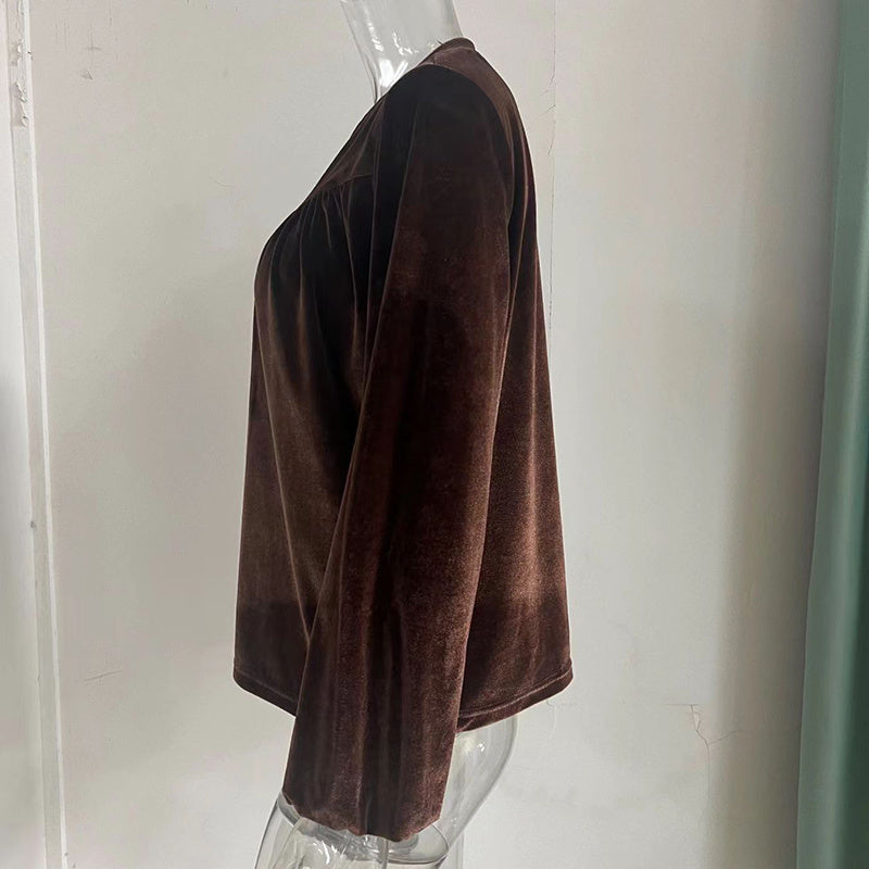 Pull à manches longues, couleur unie, col en V et détails boutonnés pour femme