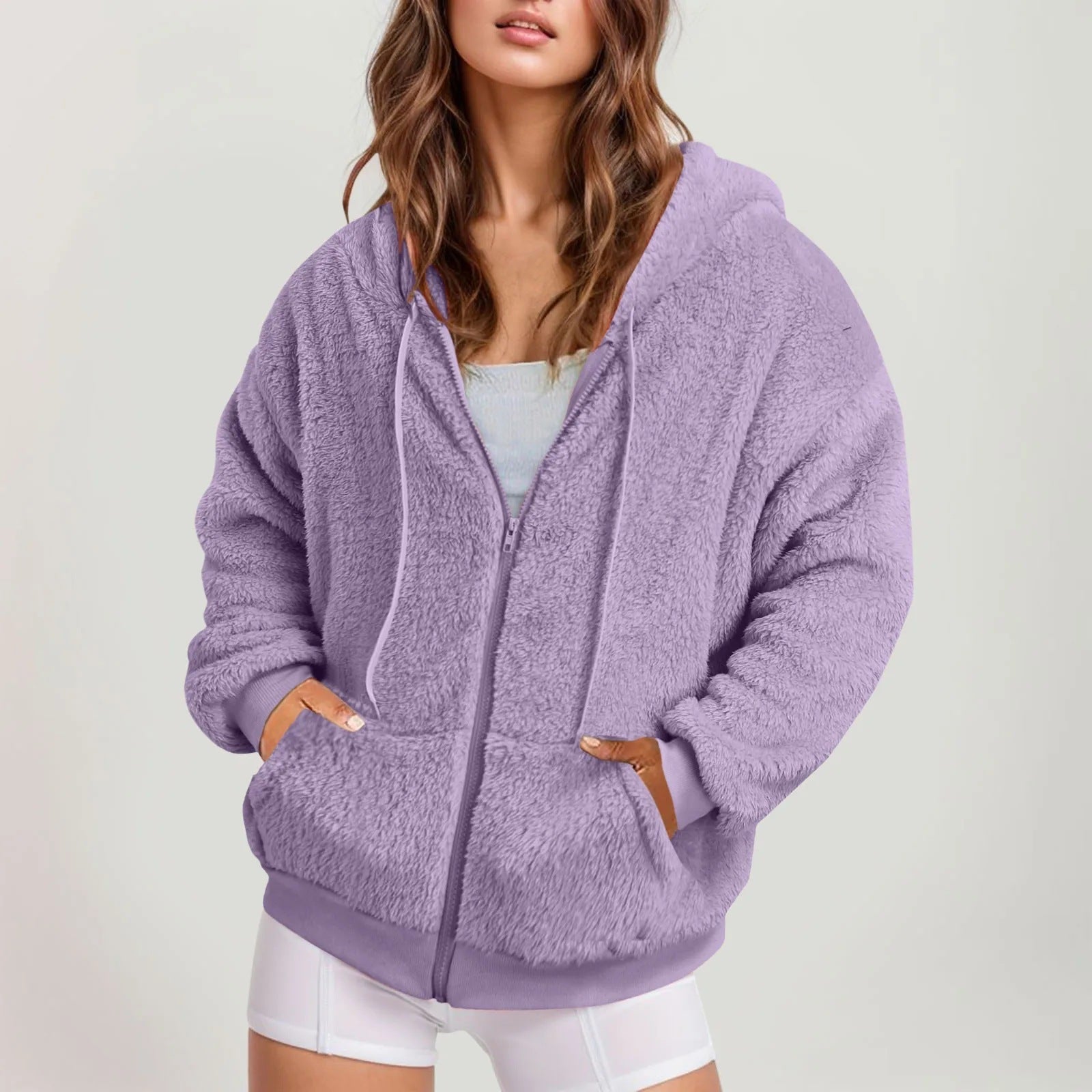 Sweat à Capuche Zippé Long – Velours de Coton Doux, Coupe Oversize
