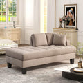 Chaise longue capitonnée en tissu texturé de 163 cm de profondeur – Coussin décoratif inclus