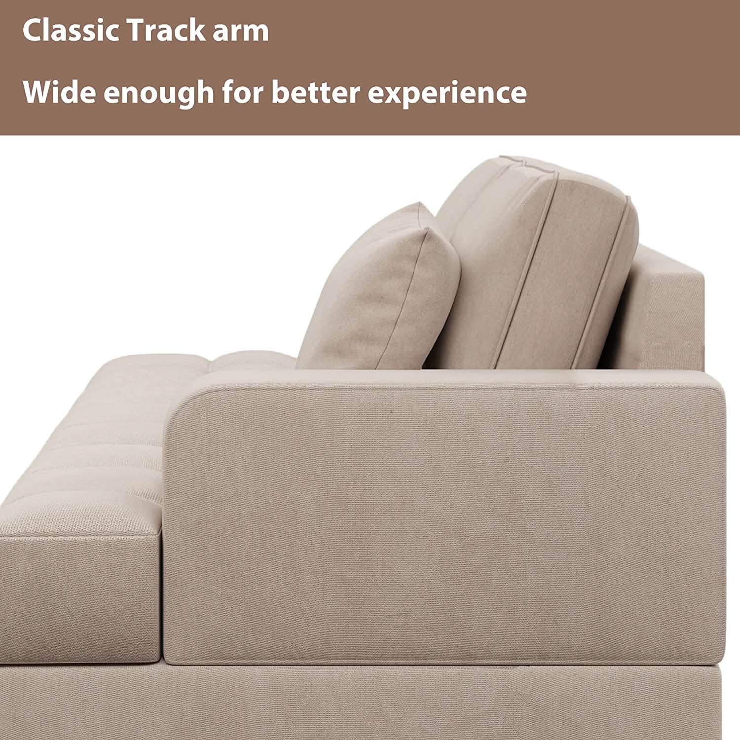 Chaise longue capitonnée en tissu texturé de 163 cm de profondeur – Coussin décoratif inclus