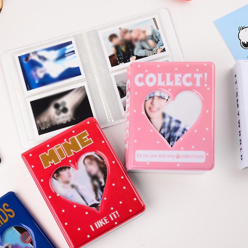 Mini album photo 64 pochettes 3 pouces, range-cartes, reçus, cœur creux, porte-photos, porte-cartes de visite, classeur Kpop, album Polaroid, cadeaux Saint-Valentin