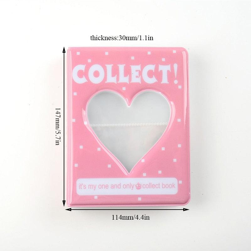 Mini album photo 64 pochettes 3 pouces, range-cartes, reçus, cœur creux, porte-photos, porte-cartes de visite, classeur Kpop, album Polaroid, cadeaux Saint-Valentin