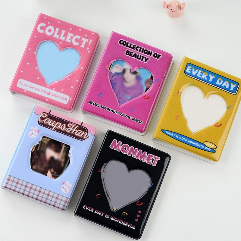 Mini album photo 64 pochettes 3 pouces, range-cartes, reçus, cœur creux, porte-photos, porte-cartes de visite, classeur Kpop, album Polaroid, cadeaux Saint-Valentin