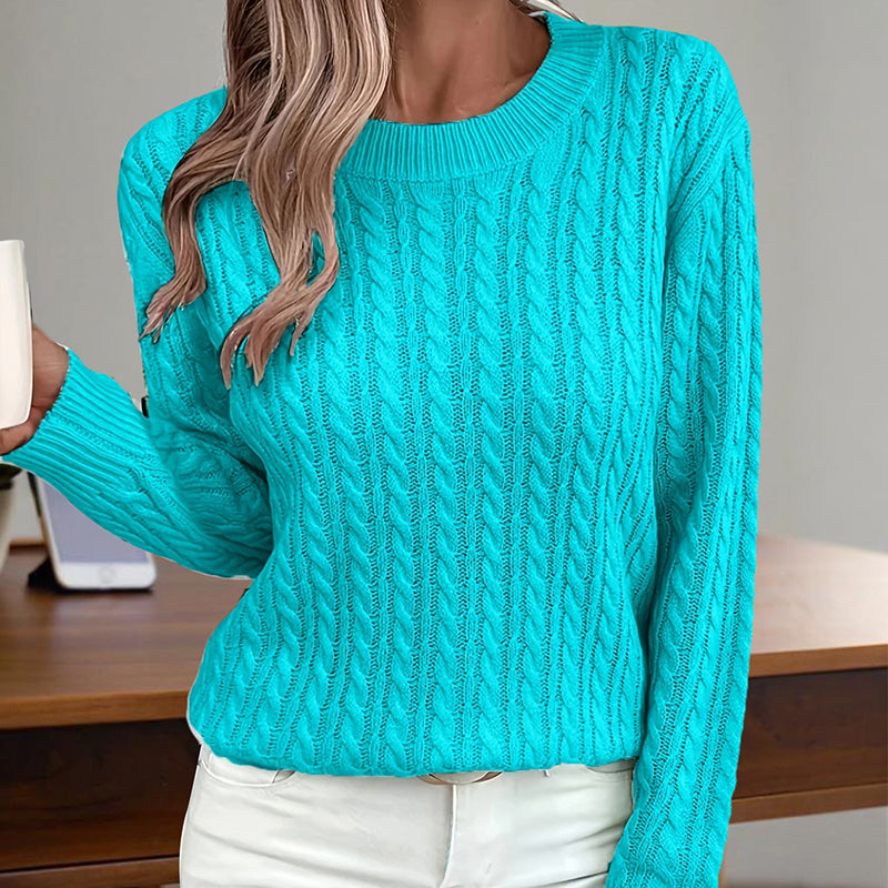 Haut en maille texturée à col rond pour femme