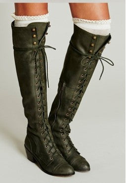 Bottes cuissardes pour femme – Bottes d'hiver élégantes à bout rond