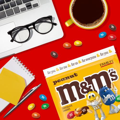 M&Ms Bonbons au chocolat au lait et aux cacahuètes, format familial, sac refermable de 512,5 g