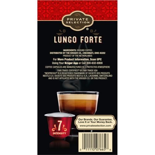 Capsules de café Private Selection pour machines Nespresso Original Lungo Forte Espresso Torréfaction Foncée 10 ct