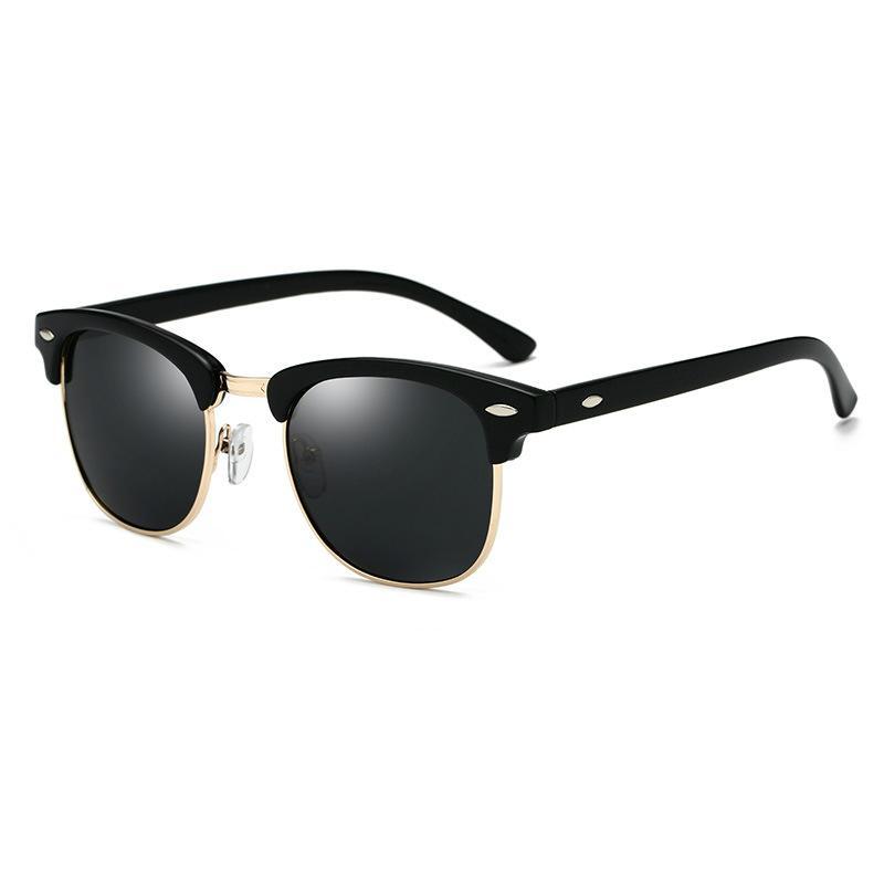 Lunettes de Soleil Rétro Universelles Polarisées Élégantes et de Luxe pour Femmes et Hommes, Semi Cerclées Classiques, Oculos De Sol avec Protection UV400