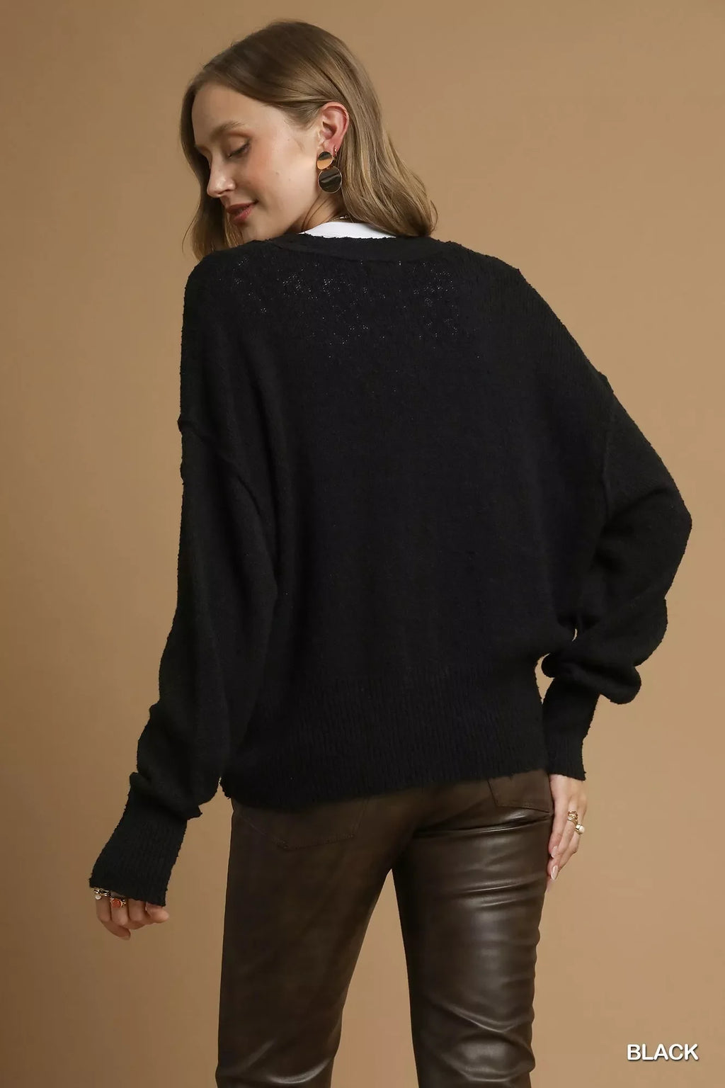 Cardigan en tricot à col en V boutonné Umgee
