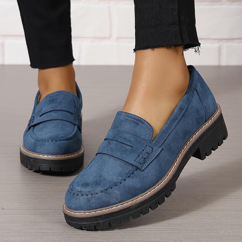 Mocassins Femme à Semelle Épaisse Couleur Unie | Ballerines Chunky Tendance