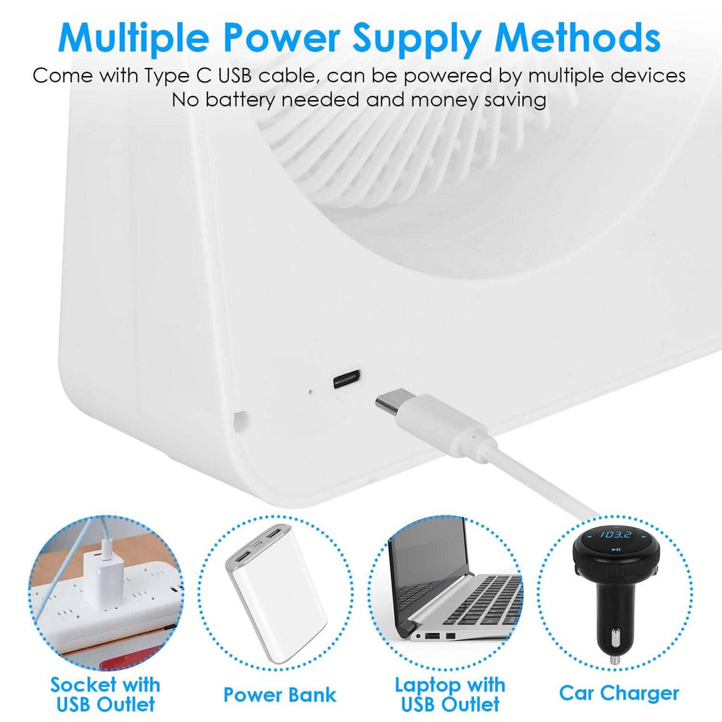 Ventilateur de bureau 6,5" alimenté par USB, 3 vitesses