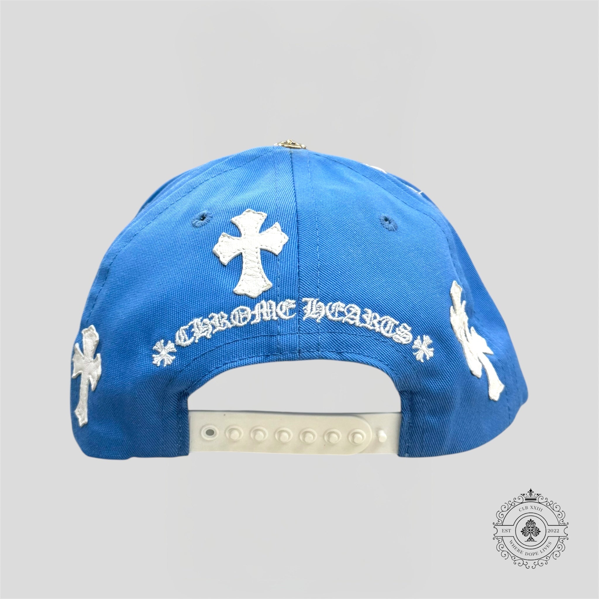 Casquette Chrome Hearts Cross Patch bleu Carolina