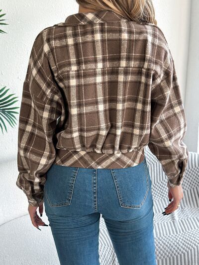 Veste à carreaux boutonnée à manches longues pour femme, confortable, tendance et décontractée, veste simple