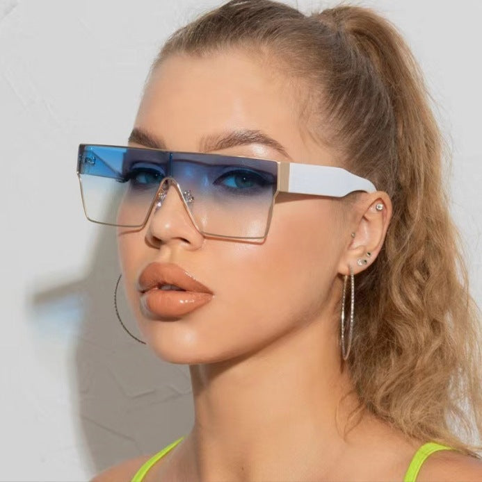 Lunettes de soleil carrées à monture métallique – Style hip-hop européen