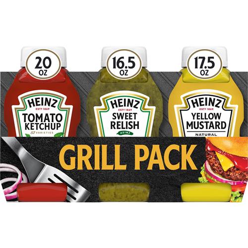 Heinz Ketchup Tomate, Relish Sucrée et Moutarde Jaune, Pack Grillade, Lot de 3