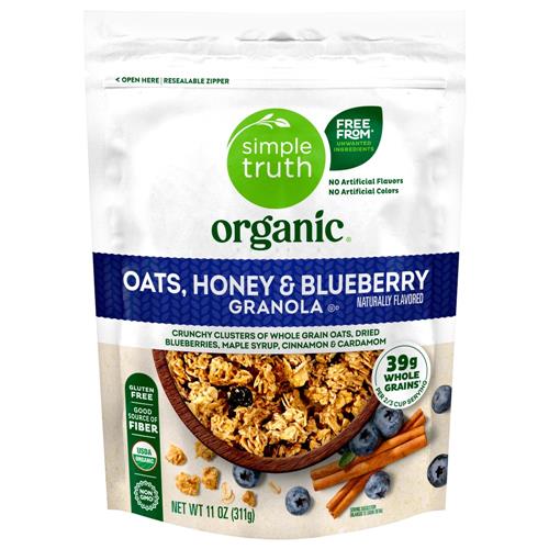 Granola avoine miel et myrtille biologique Simple Truth 11 oz