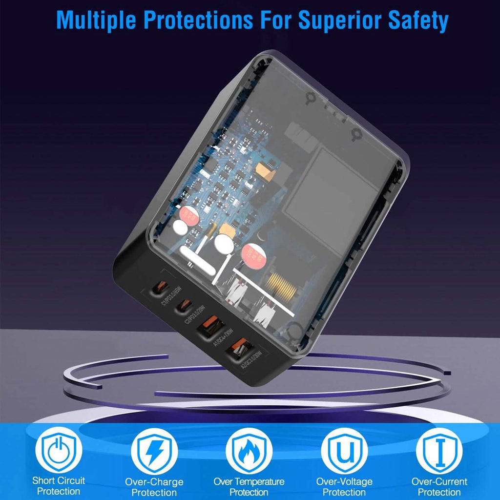 Chargeur mural rapide 65W à 4 ports USB