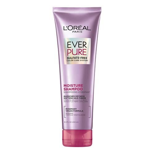Shampooing hydratant sans sulfate L’Oréal Paris, soins capillaires pour cheveux colorés aux extraits botaniques de romarin, Everpure, 250 ml