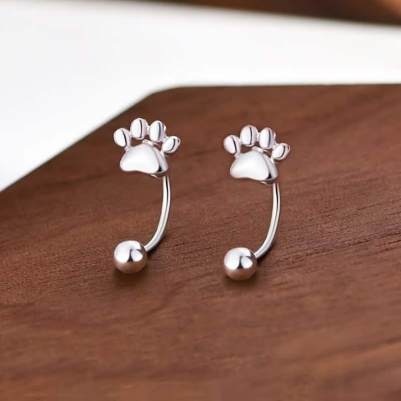 Boucles d'oreilles en argent sterling Patte de chat – Clous à vis, élégantes et simples
