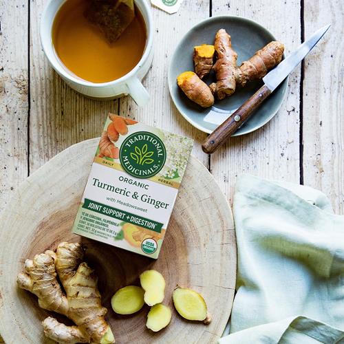 Thé Curcuma, Reine-des-prés et Gingembre Traditional Medicinals, 16 sachets.