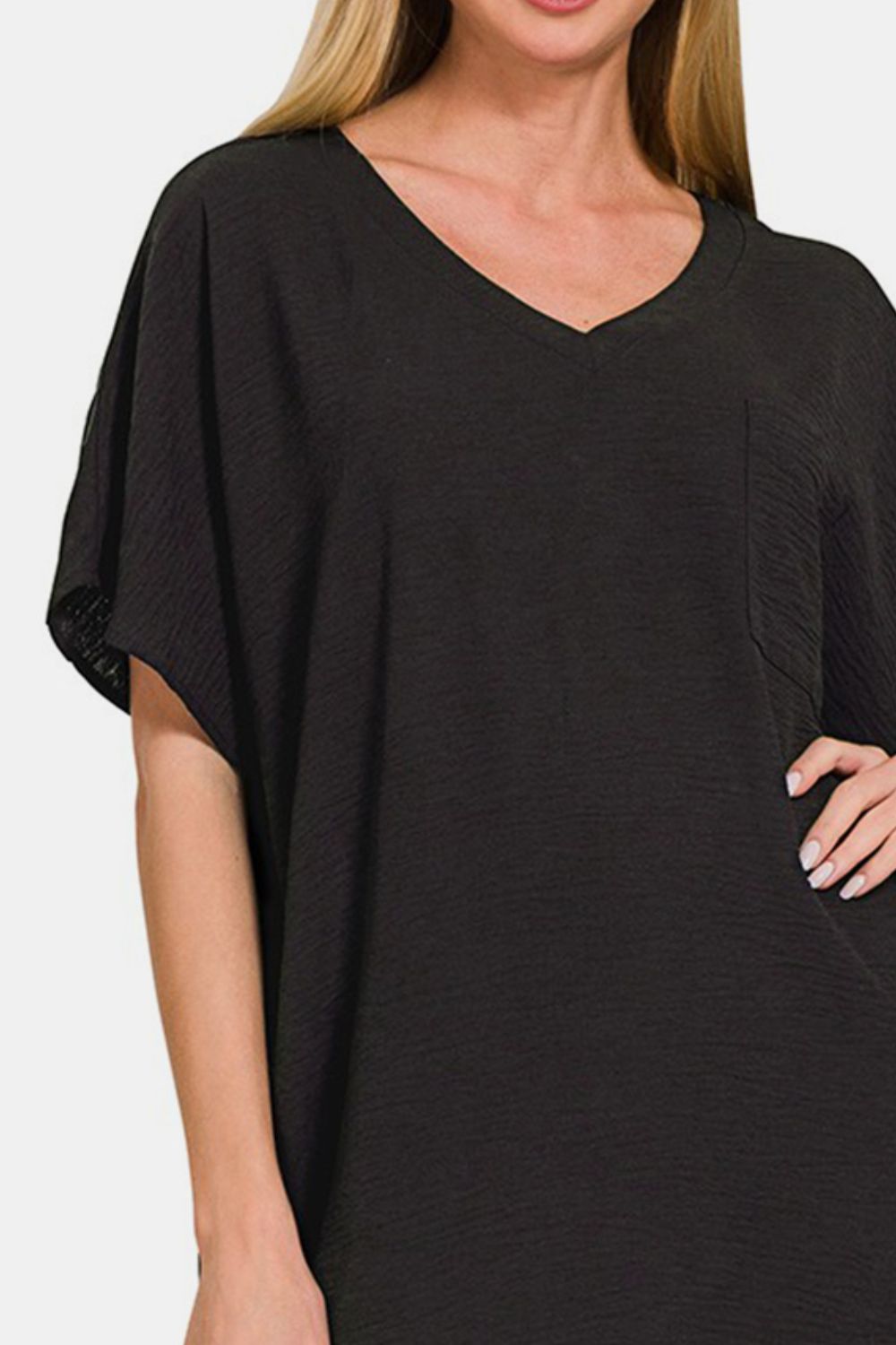Robe T-shirt col V avec poches pour femme – Robe décontractée col V, Robe t-shirt avec poches, Robe col V confortable, Robe t-shirt à poches, Robe chic décontractée, Robe col V facile à porter