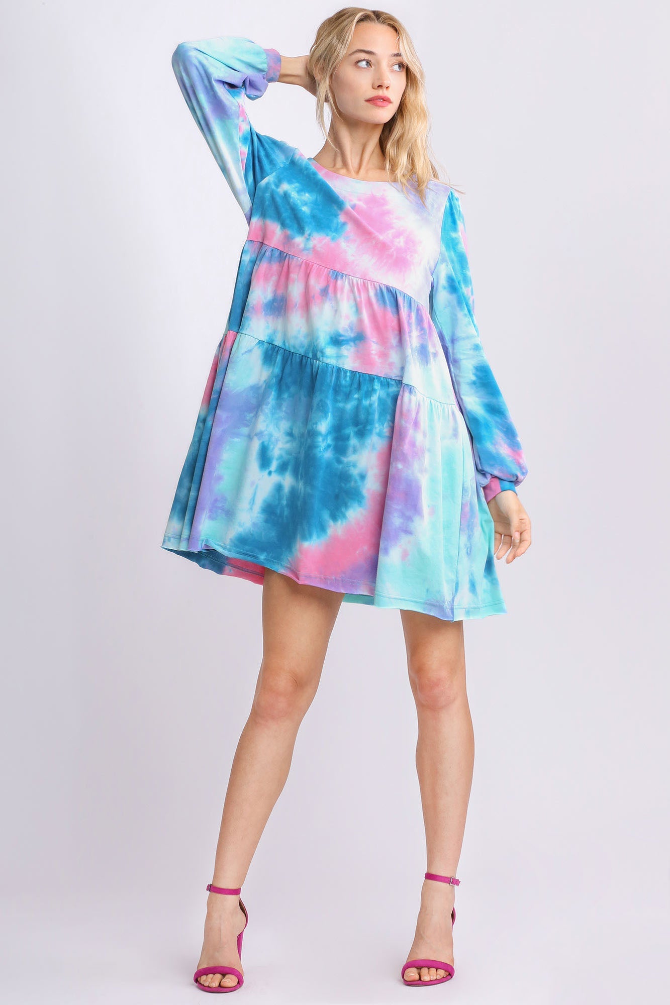 Robe longue à manches longues et col rond grande taille bohème chic pour filles