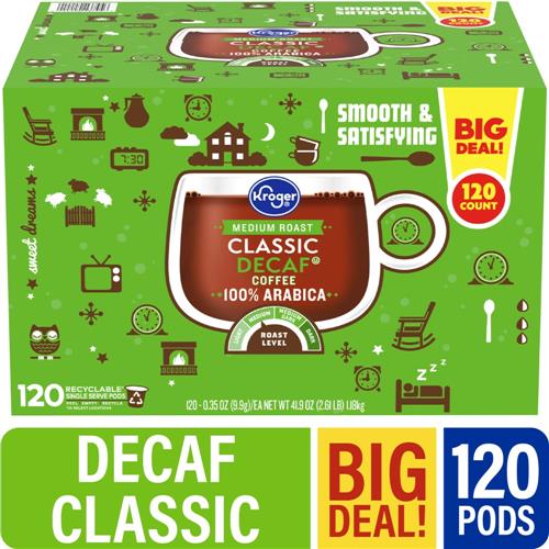 Kroger dosettes de café décaféiné torréfaction moyenne classique 120 unités
