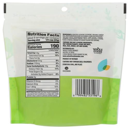 Noix de cajou saveur herbes de Provence Whole Foods Market, 283 g