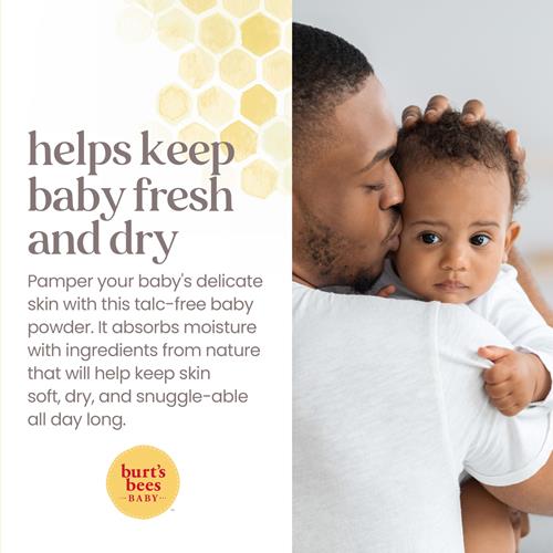 Poudre pour bébé Burts Bees, sans talc et hypoallergénique pour un confort sûr et doux, 100 % d'origine naturelle, testée par des pédiatres, 212 g