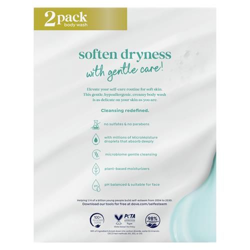Pain Moussant Dove Hypoallergénique et sans sulfate pour peaux sensibles, élimine efficacement les bactéries tout en nourrissant votre peau, 591 ml (lot de 2)