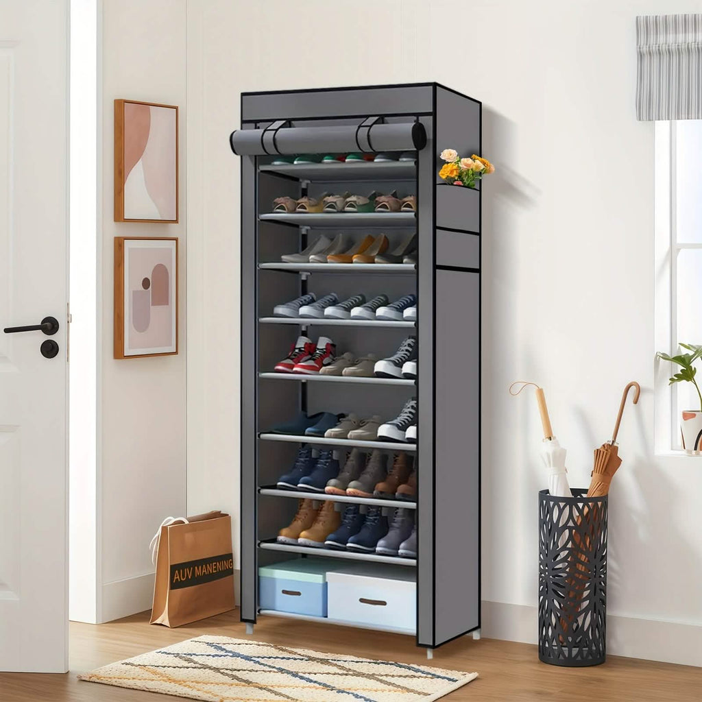 Étagère de rangement à chaussures à 10 niveaux et 9 grilles, organisateur de placard