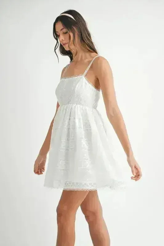 Robe nuisette mini caraco MABLE en dentelle œillet