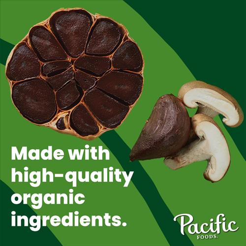 Bouillon d'os de poulet biologique au jus d'ail noir et aux champignons Shiitake Pacific Foods, carton de 946 ml