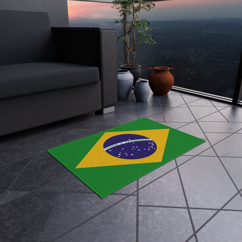 Paillasson extérieur antidérapant drapeau du Brésil | São Paulo | Rio de Janeiro | Brasília | Cadeau pour les Brésiliens | 61x91 cm