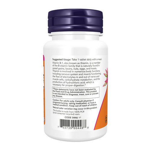 Now Foods Vitamine B-1 100 mg 100 Comprimés - 0446 - Lot de 4
