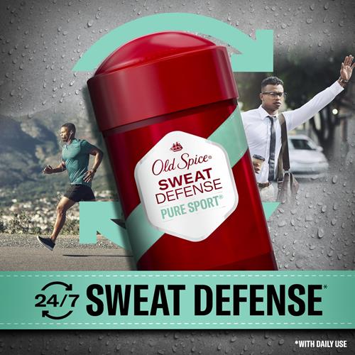 Old Spice Sweat Defense Antisudorifique et déodorant pour hommes, Protection ultime contre la transpiration 24h/24 et 7j/7, Parfum longue durée, Bâton doux, Parfum Pure Sport, 73 g