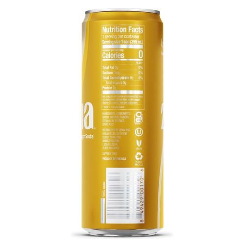 Zevia Zero Sugar Soda, saveur Crème Gazeuse, canette fine de 355 ml