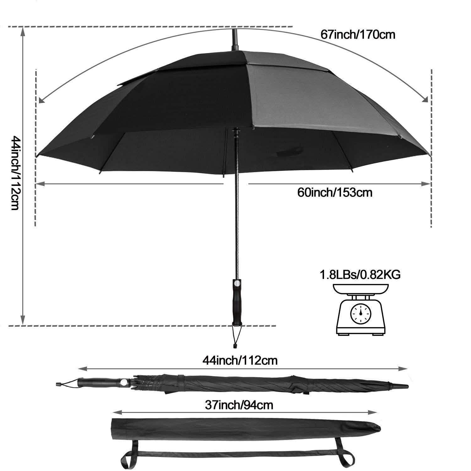 Parapluie de golf à ouverture automatique de 173 cm - Noir