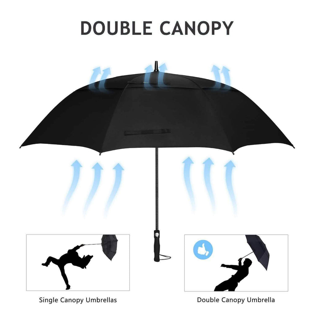 Parapluie de golf à ouverture automatique de 173 cm - Noir