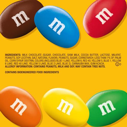 M&Ms Bonbons au chocolat au lait et aux cacahuètes, format familial, sac refermable de 512,5 g