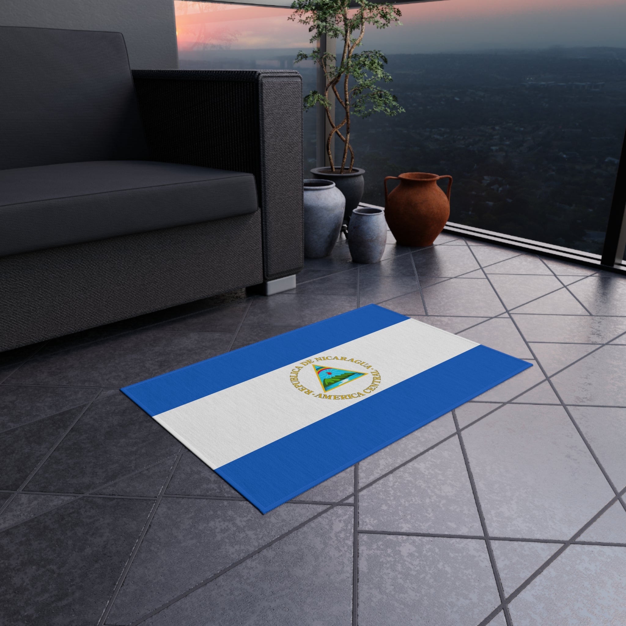 Paillasson antidérapant extérieur drapeau du Nicaragua | Managua | León | Tipitapa | Cadeau pour les Nicaraguayens | 24"x36"