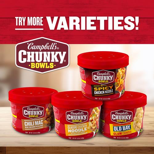 Soupe consistante Campbell's, soupe classique aux nouilles et au poulet, bol de 15,25 oz pour micro-ondes
